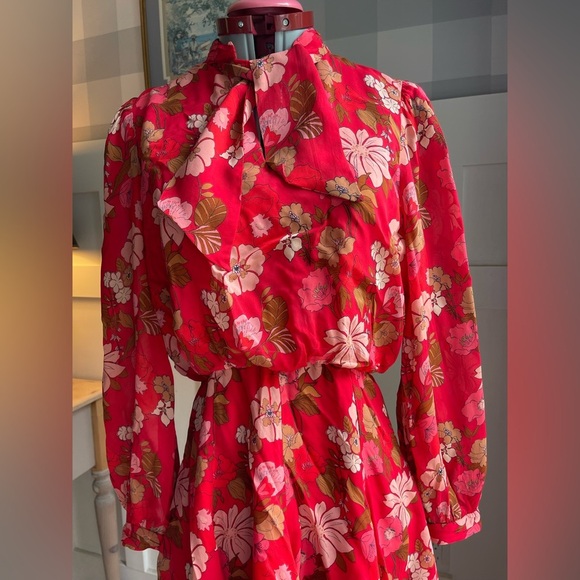Zara Red Floral Dress Size Medium - Picture 7 of 10